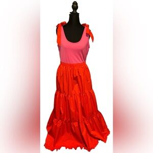 Vibrant Pink and Red Tiered Dress